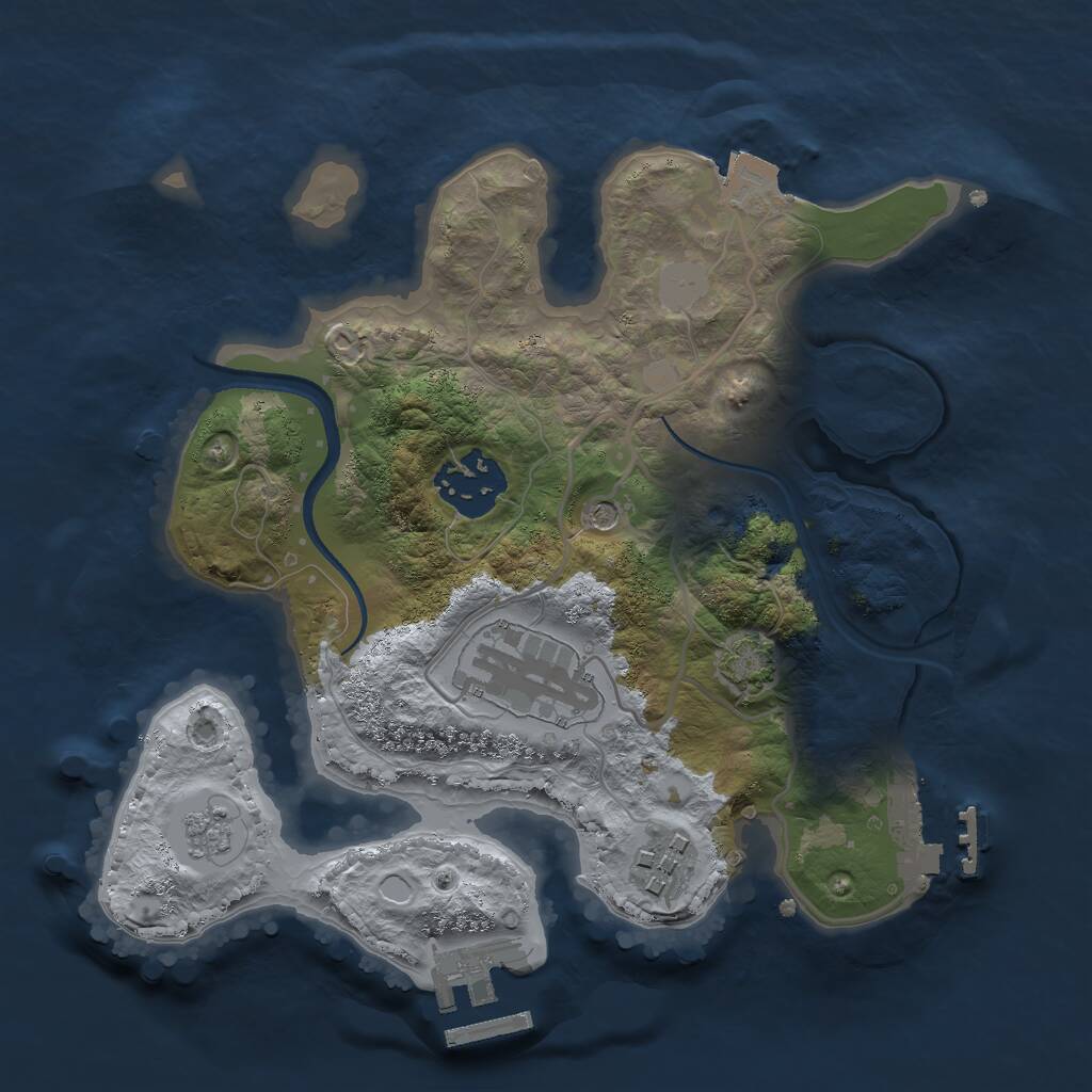 Rust Map: Procedural Map, Size: 2500, Seed: 1153542136, 9 Monuments