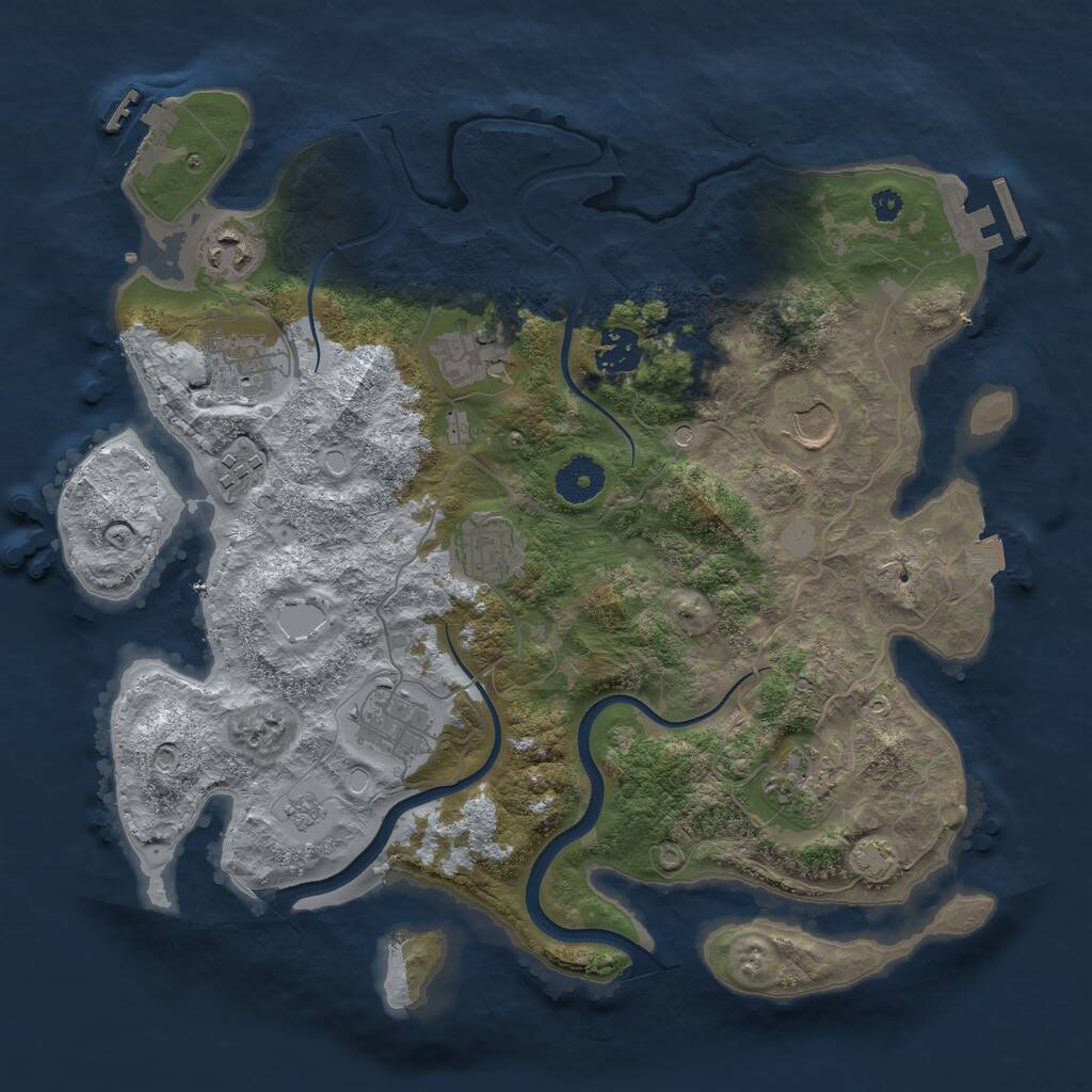 Rust Map: Procedural Map, Size: 3500, Seed: 1957452932, 15 Monuments
