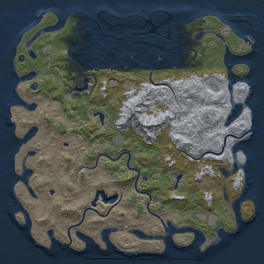 Rust Map: Procedural Map, Size: 6000, Seed: 635142896, 17 Monuments