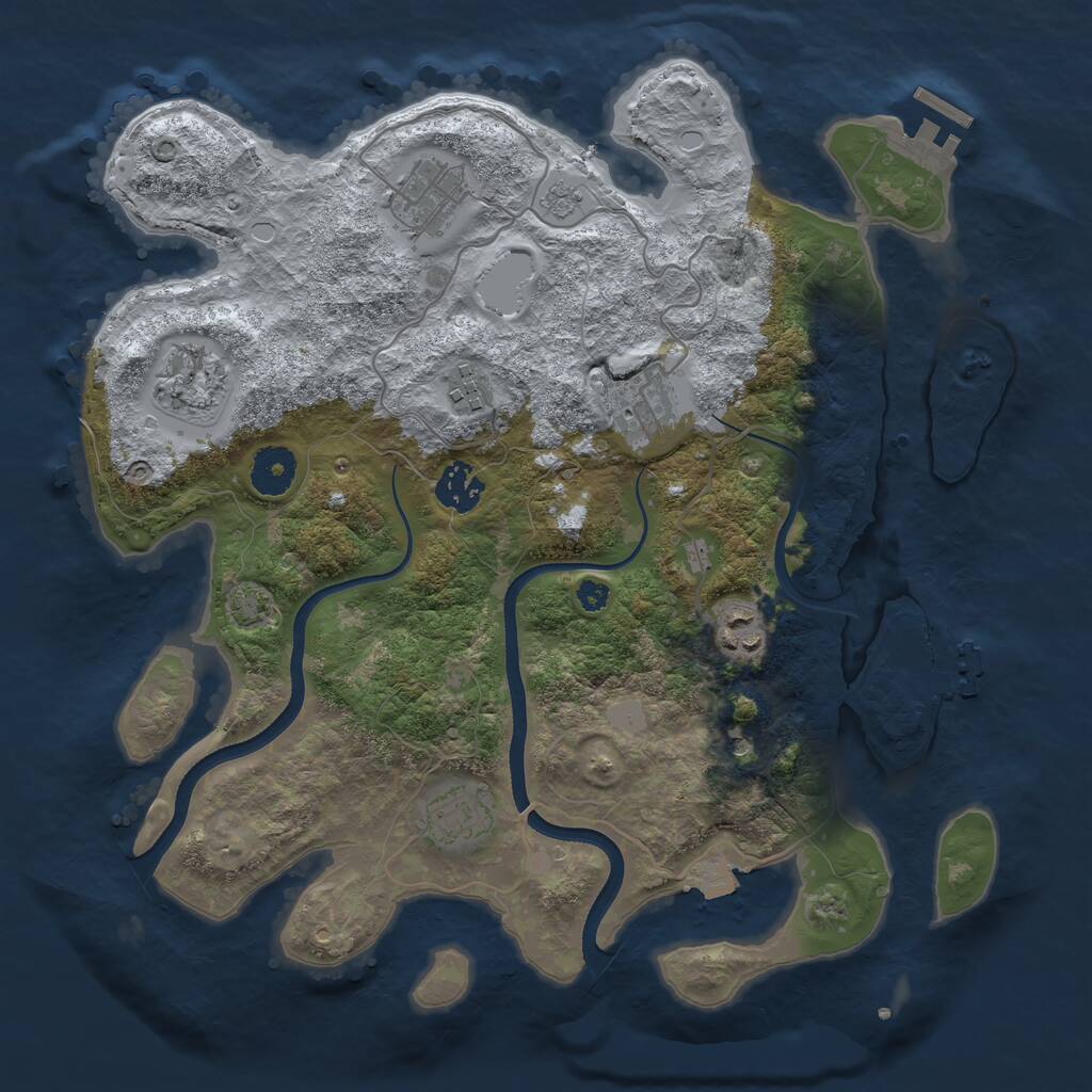 Rust Map: Procedural Map, Size: 3456, Seed: 17762077, 13 Monuments