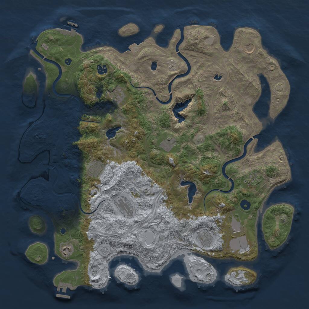 Rust Map: Procedural Map, Size: 4500, Seed: 188424204, 17 Monuments