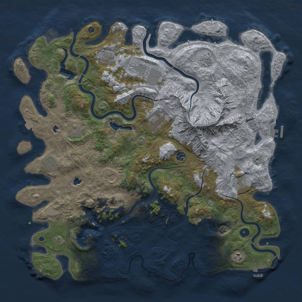 Rust Map: Procedural Map, Size: 5000, Seed: 58932478, 17 Monuments