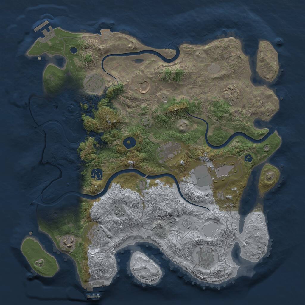 Rust Map: Procedural Map, Size: 3750, Seed: 1471036371, 16 Monuments
