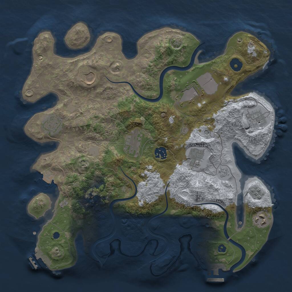 Rust Map: Procedural Map, Size: 3500, Seed: 2040188583, 15 Monuments