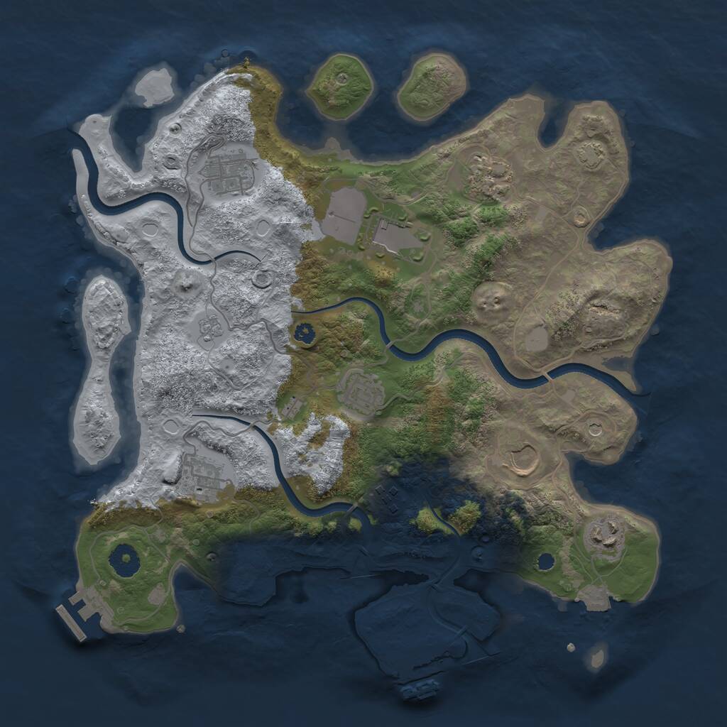 Rust Map: Procedural Map, Size: 3500, Seed: 172913287, 14 Monuments