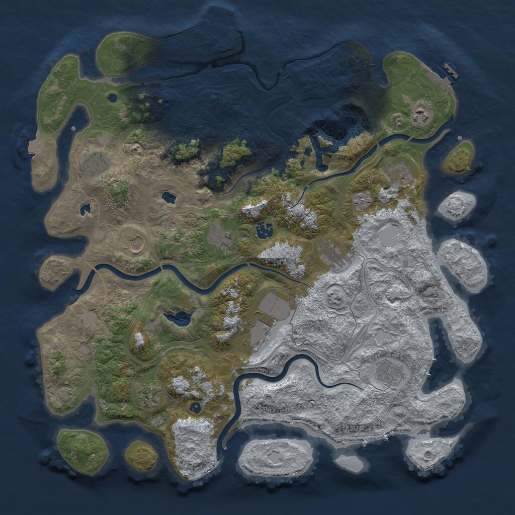 Rust Map: Procedural Map, Size: 4500, Seed: 7349821, 17 Monuments