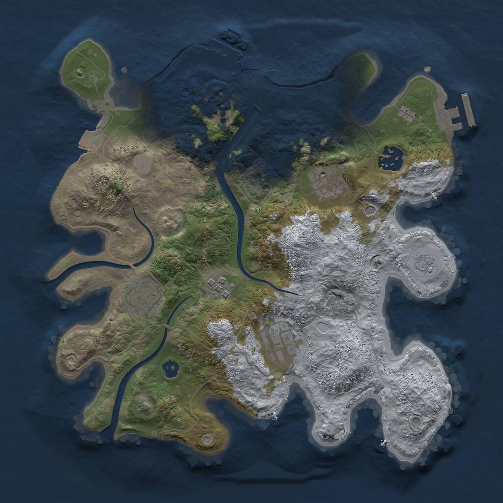 Rust Map: Procedural Map, Size: 3000, Seed: 1732334333, 11 Monuments
