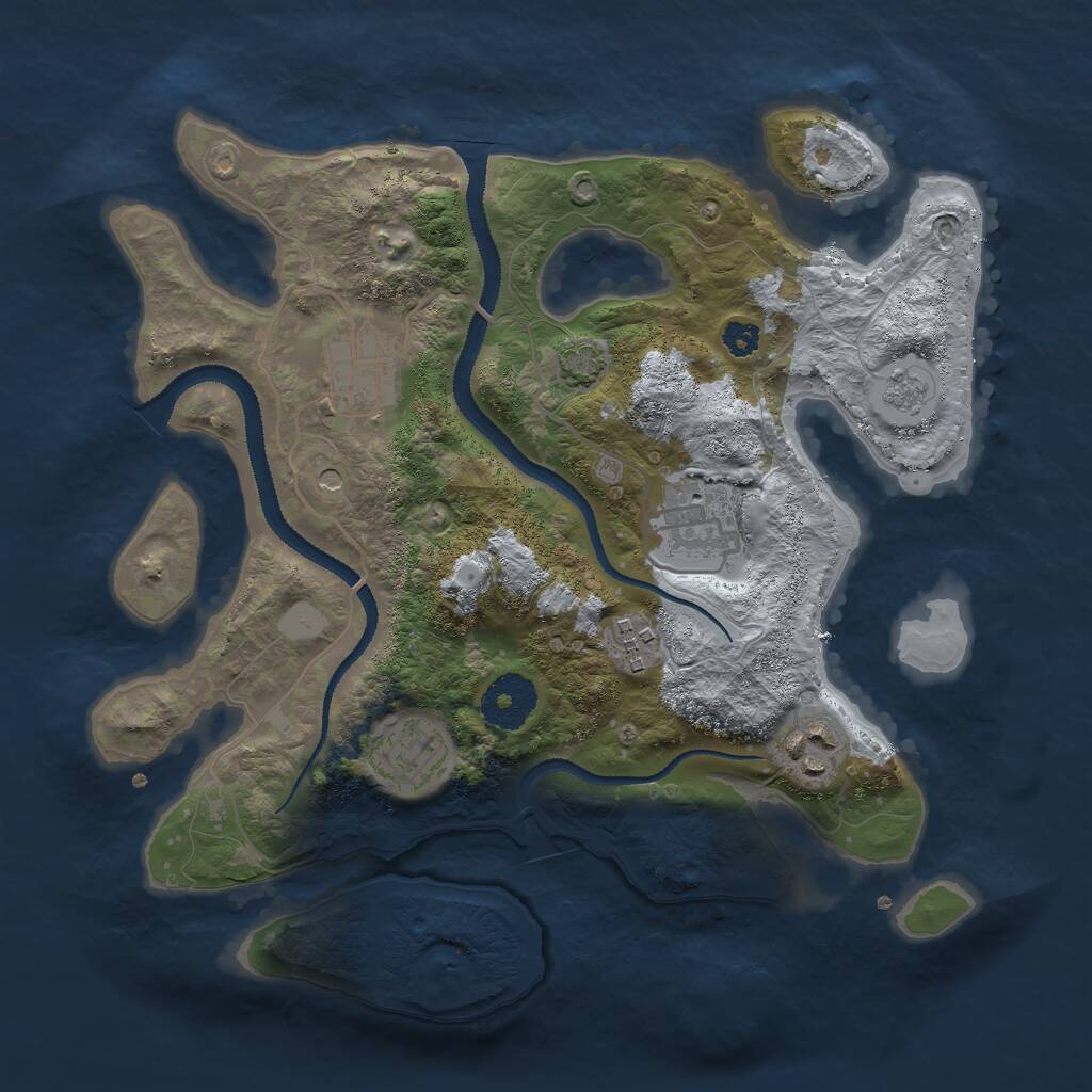 Rust Map: Procedural Map, Size: 3000, Seed: 2034341401, 9 Monuments
