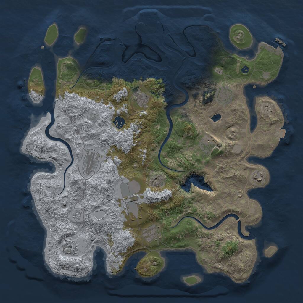 Rust Map: Procedural Map, Size: 4000, Seed: 16297435, 16 Monuments