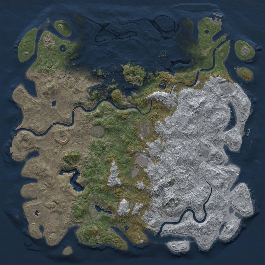 Rust Map: Procedural Map, Size: 5500, Seed: 583219222, 17 Monuments