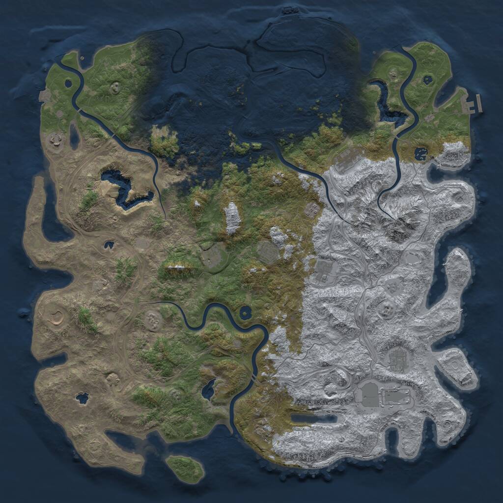Rust Map: Procedural Map, Size: 5500, Seed: 1493158808, 17 Monuments
