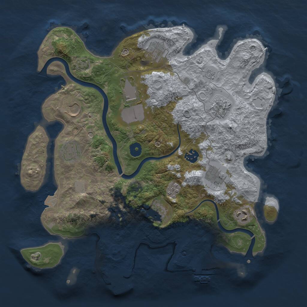 Rust Map: Procedural Map, Size: 3500, Seed: 43468, 16 Monuments