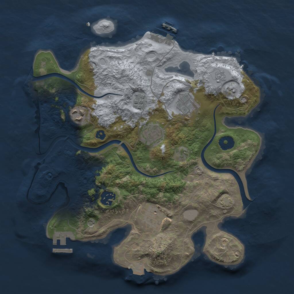 Rust Map: Procedural Map, Size: 3000, Seed: 536754233, 12 Monuments