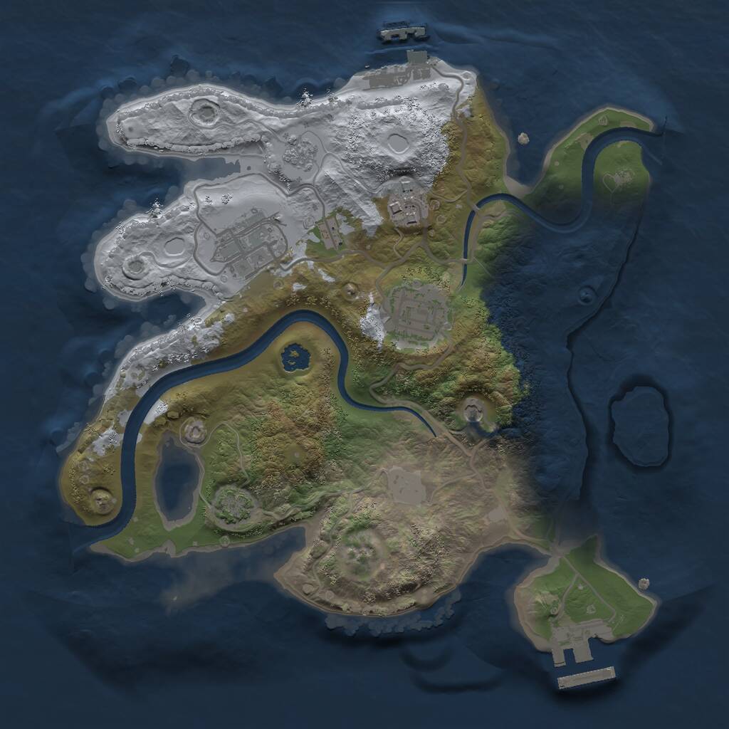 Rust Map: Procedural Map, Size: 2555, Seed: 55555, 9 Monuments