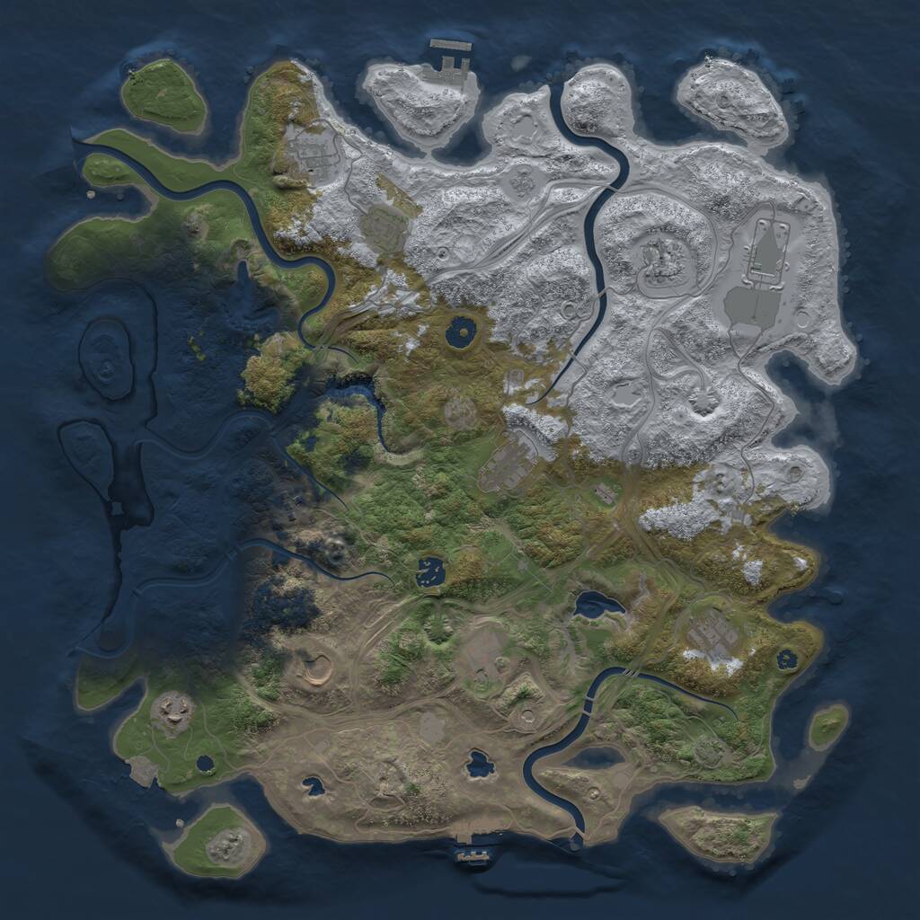 Rust Map: Procedural Map, Size: 4500, Seed: 225548847, 17 Monuments