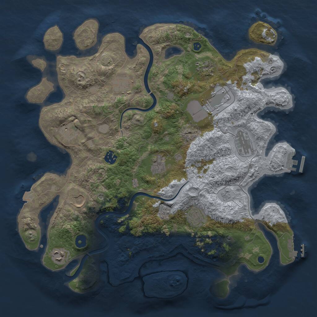 Rust Map: Procedural Map, Size: 3850, Seed: 488072737, 17 Monuments