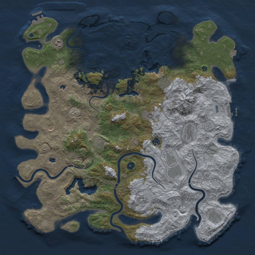 Rust Map: Procedural Map, Size: 5000, Seed: 38457, 17 Monuments