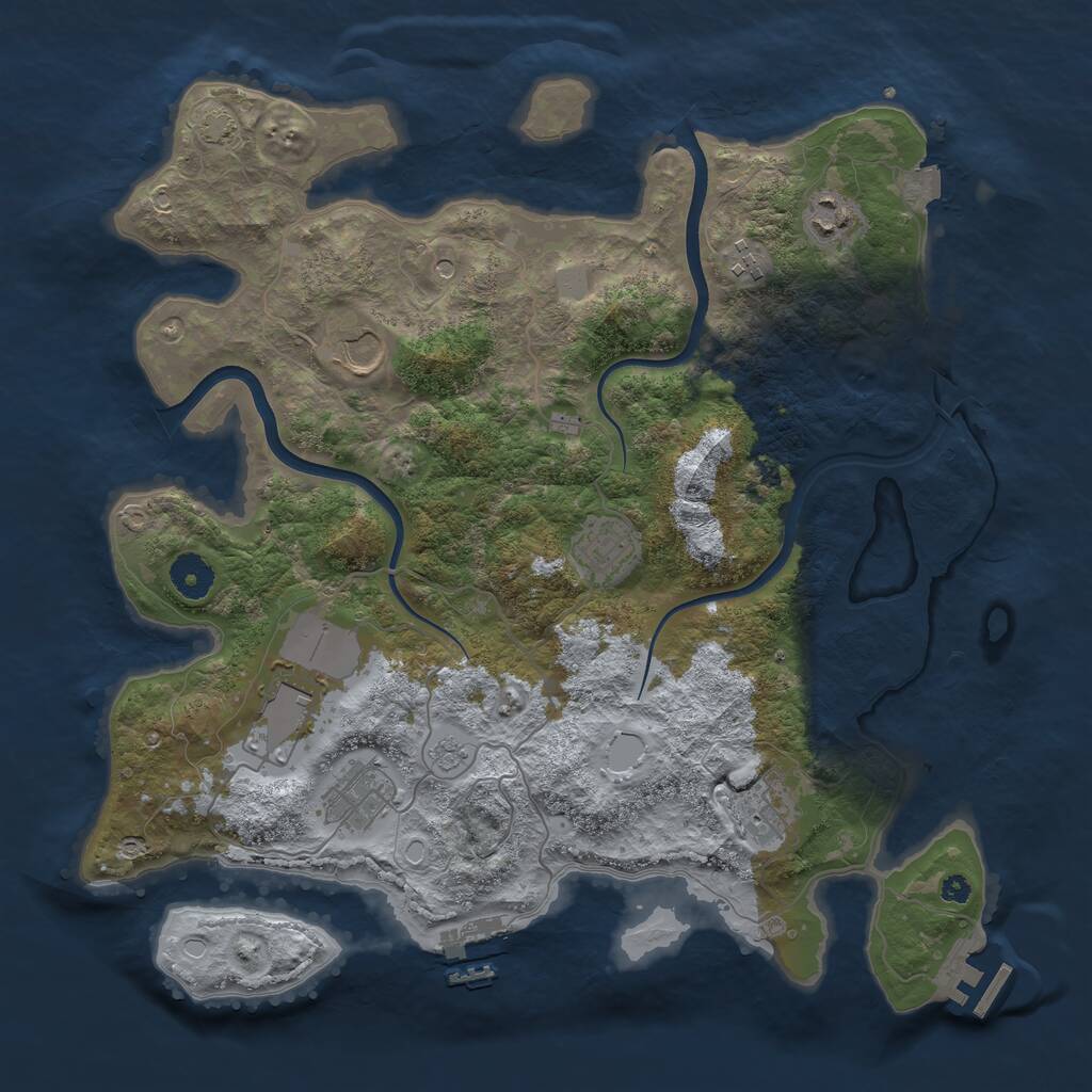 Rust Map: Procedural Map, Size: 3750, Seed: 897077477, 13 Monuments