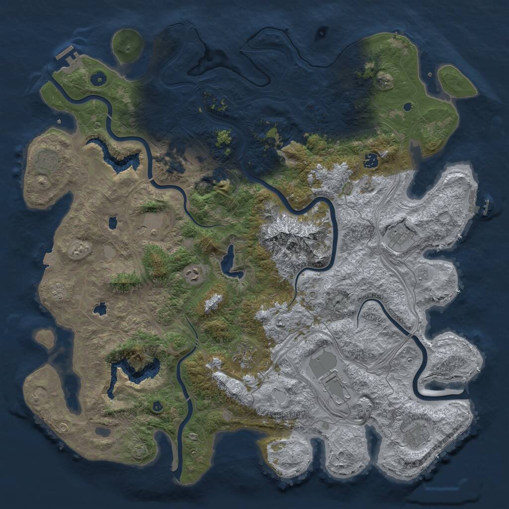 Rust Map: Procedural Map, Size: 5000, Seed: 959821, 16 Monuments
