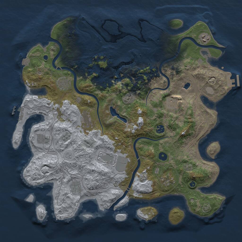 Rust Map: Procedural Map, Size: 4250, Seed: 207787365, 16 Monuments