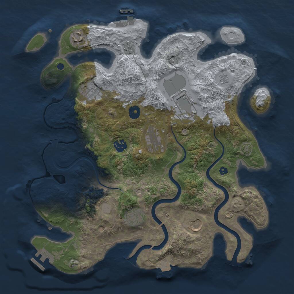 Rust Map: Procedural Map, Size: 3500, Seed: 377660, 14 Monuments