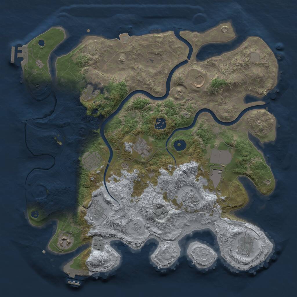 Rust Map: Procedural Map, Size: 3750, Seed: 1750209117, 17 Monuments