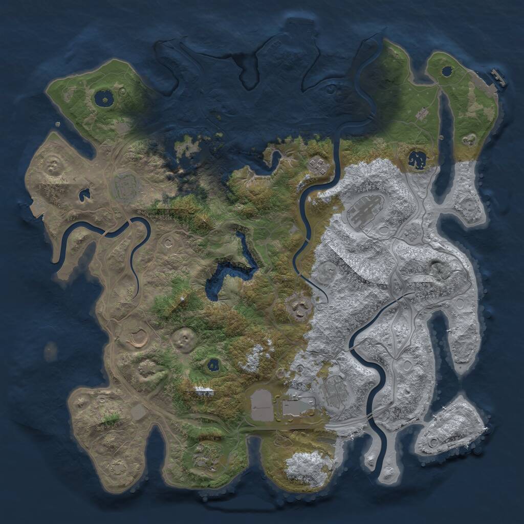 Rust Map: Procedural Map, Size: 4250, Seed: 375221879, 16 Monuments