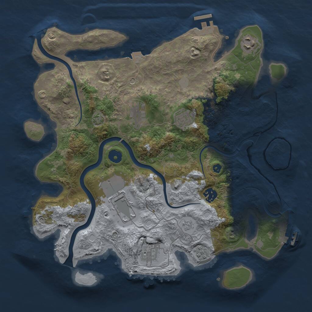 Rust Map: Procedural Map, Size: 3500, Seed: 858260, 13 Monuments
