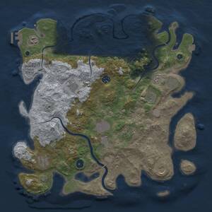 Thumbnail Rust Map: Procedural Map, Size: 3950, Seed: 1569955764, 16 Monuments