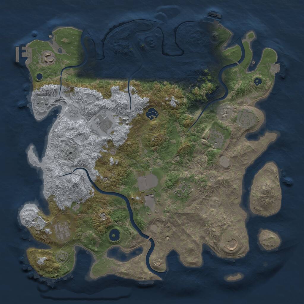 Rust Map: Procedural Map, Size: 3950, Seed: 1569955764, 16 Monuments