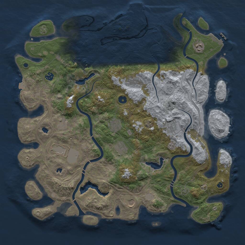 Rust Map: Procedural Map, Size: 4500, Seed: 657164536, 16 Monuments