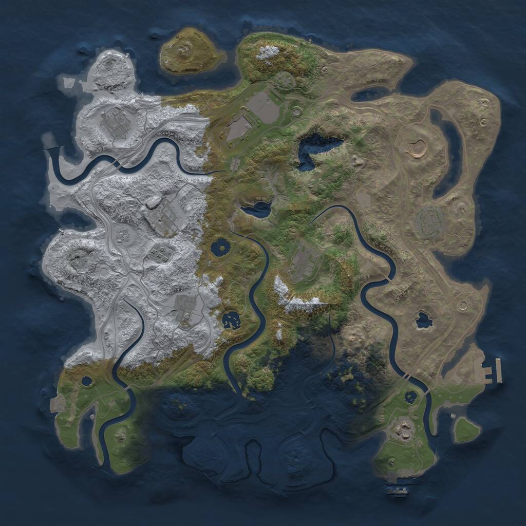 Rust Map: Procedural Map, Size: 4250, Seed: 1111932513, 16 Monuments