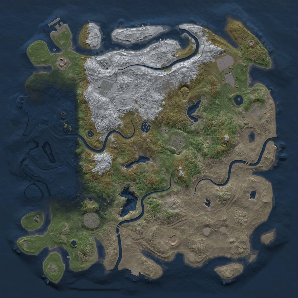 Rust Map: Procedural Map, Size: 4500, Seed: 1611498006, 17 Monuments