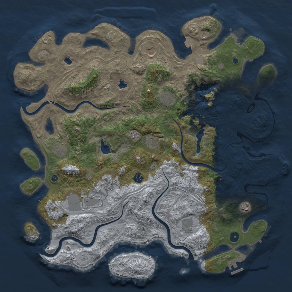 Rust Map: Procedural Map, Size: 4500, Seed: 474675517, 16 Monuments