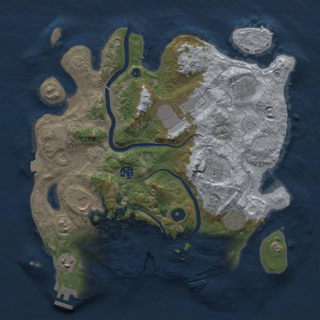Rust Map: Procedural Map, Size: 3500, Seed: 446831361, 14 Monuments