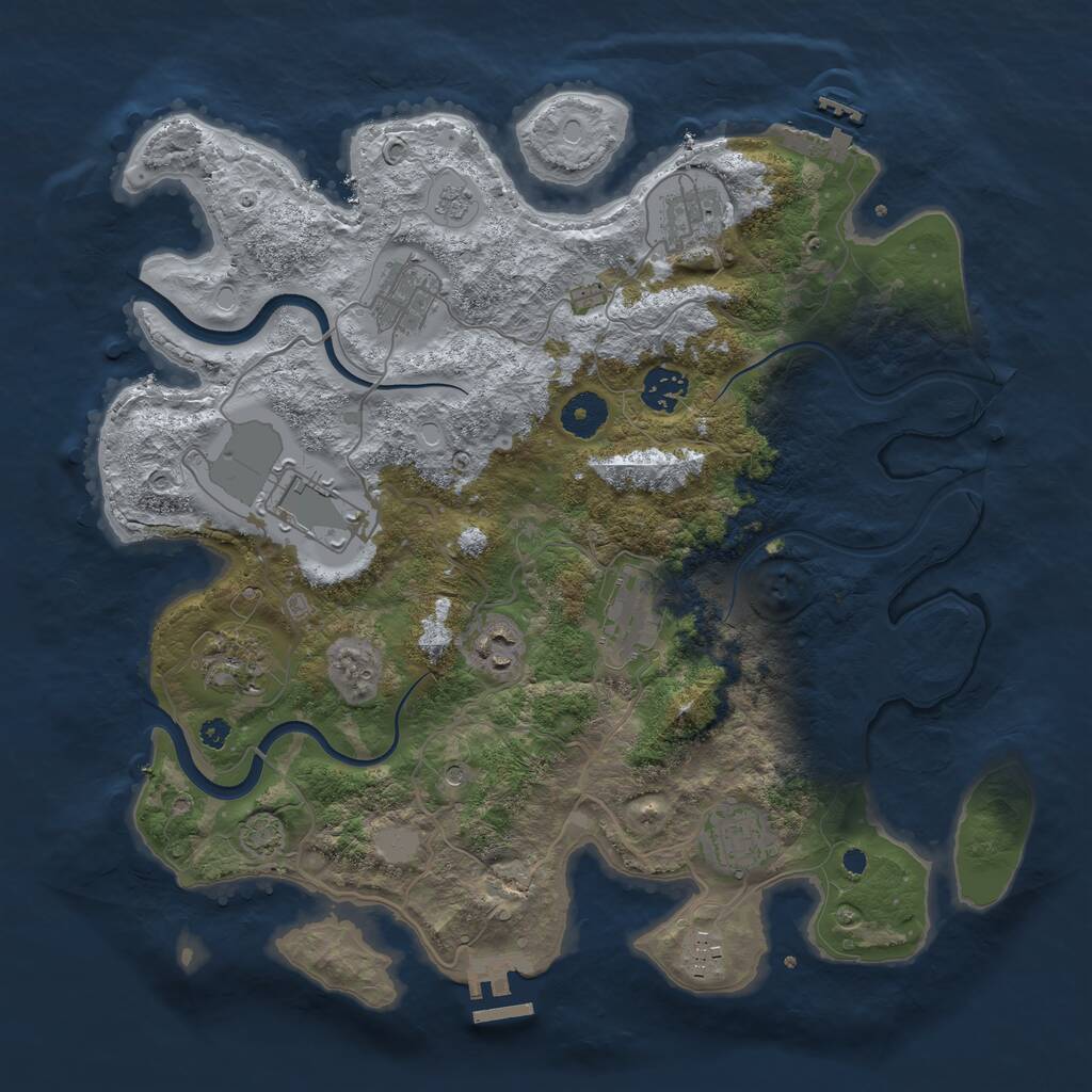 Rust Map: Procedural Map, Size: 3650, Seed: 1664628517, 15 Monuments