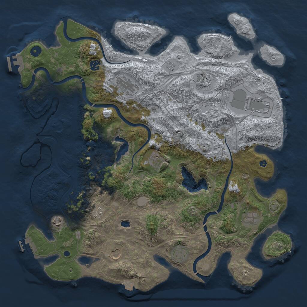 Rust Map: Procedural Map, Size: 4250, Seed: 68318617, 16 Monuments