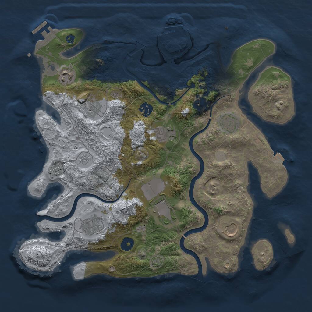 Rust Map: Procedural Map, Size: 3500, Seed: 1125996825, 15 Monuments