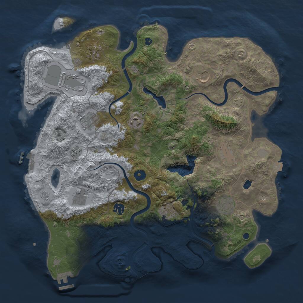 Rust Map: Procedural Map, Size: 4000, Seed: 1190913455, 17 Monuments