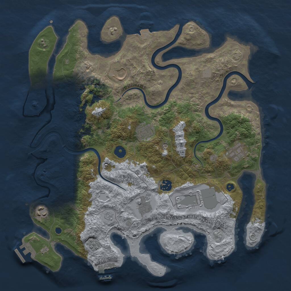 Rust Map: Procedural Map, Size: 3750, Seed: 47, 14 Monuments