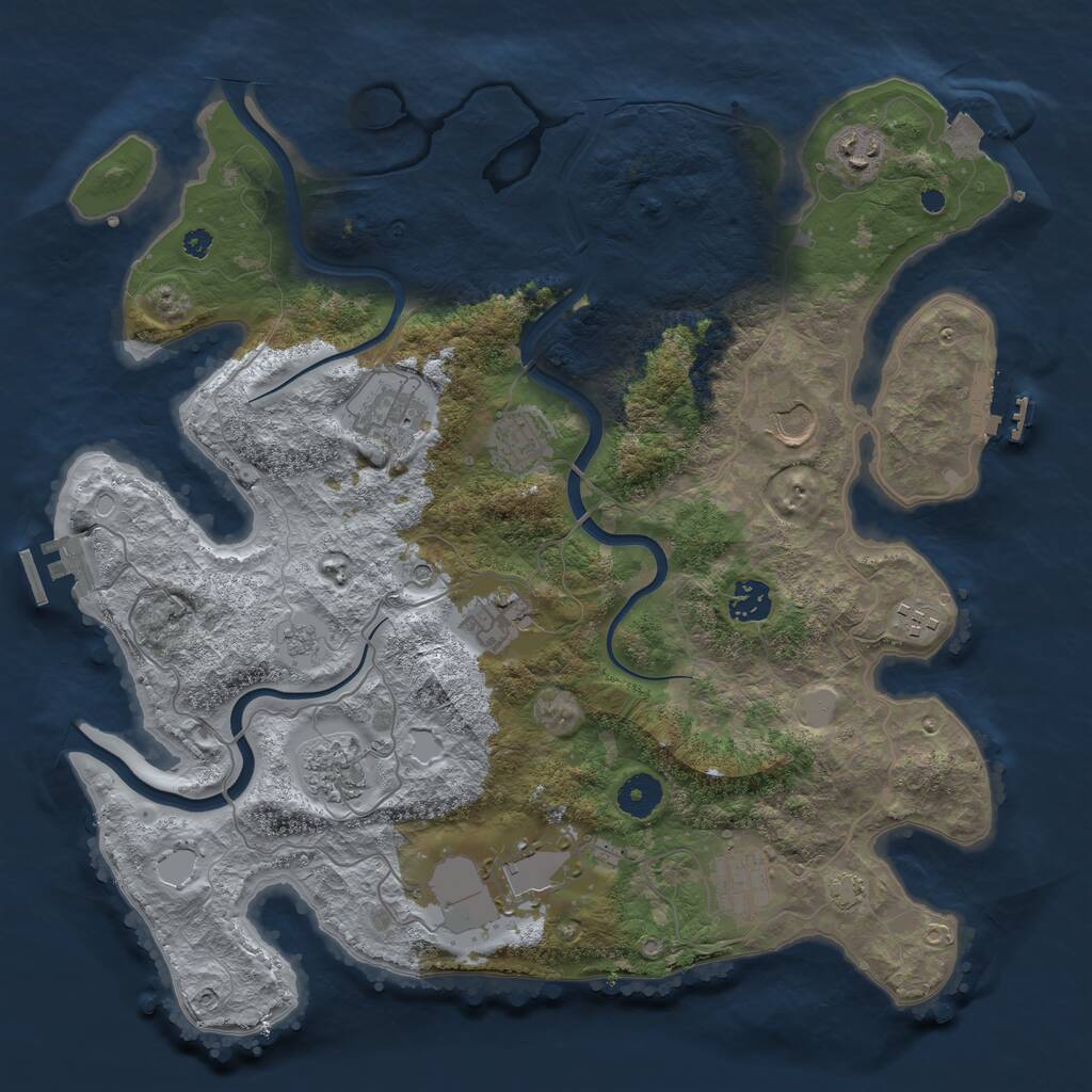 Rust Map: Procedural Map, Size: 3800, Seed: 754657641, 16 Monuments