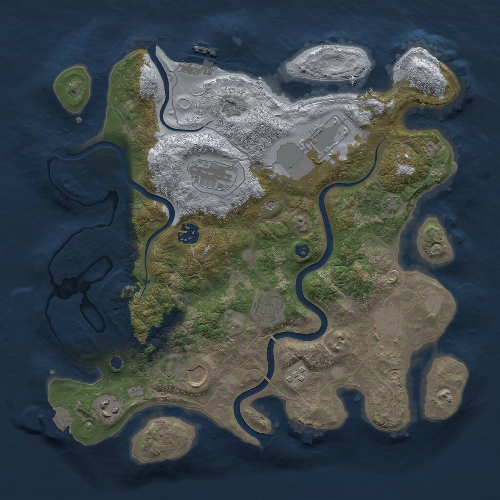 Rust Map: Procedural Map, Size: 3500, Seed: 316629651, 12 Monuments