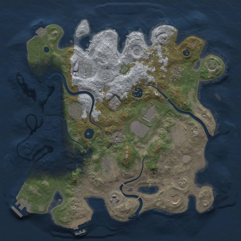 Rust Map: Procedural Map, Size: 3500, Seed: 1622370850, 16 Monuments