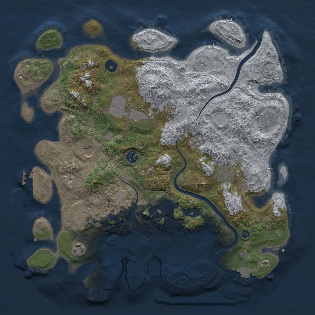 Rust Map: Procedural Map, Size: 3875, Seed: 1242215674, 16 Monuments