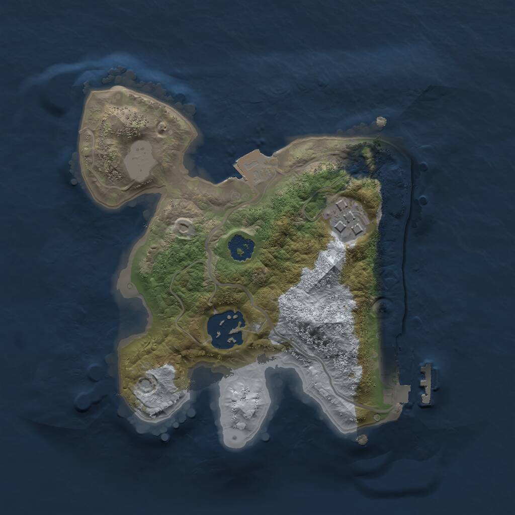 Rust Map: Procedural Map, Size: 2000, Seed: 4791341, 4 Monuments