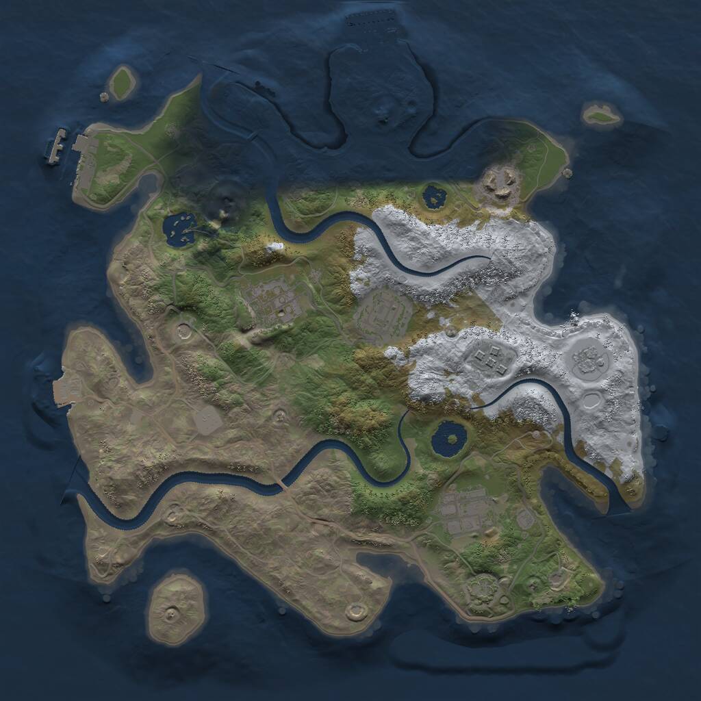 Rust Map: Procedural Map, Size: 3000, Seed: 1561991009, 12 Monuments
