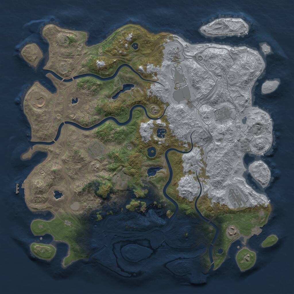 Rust Map: Procedural Map, Size: 4500, Seed: 958502387, 16 Monuments