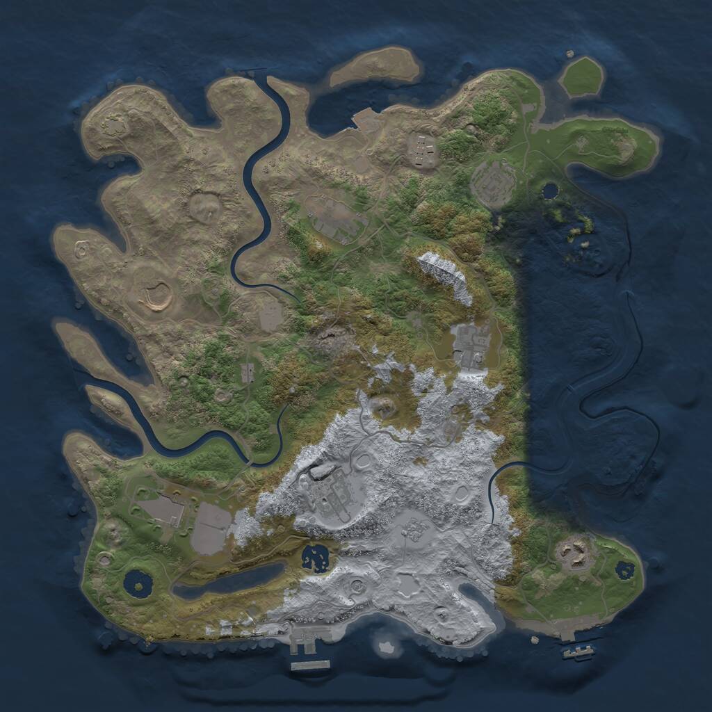 Rust Map: Procedural Map, Size: 3700, Seed: 78744116, 15 Monuments