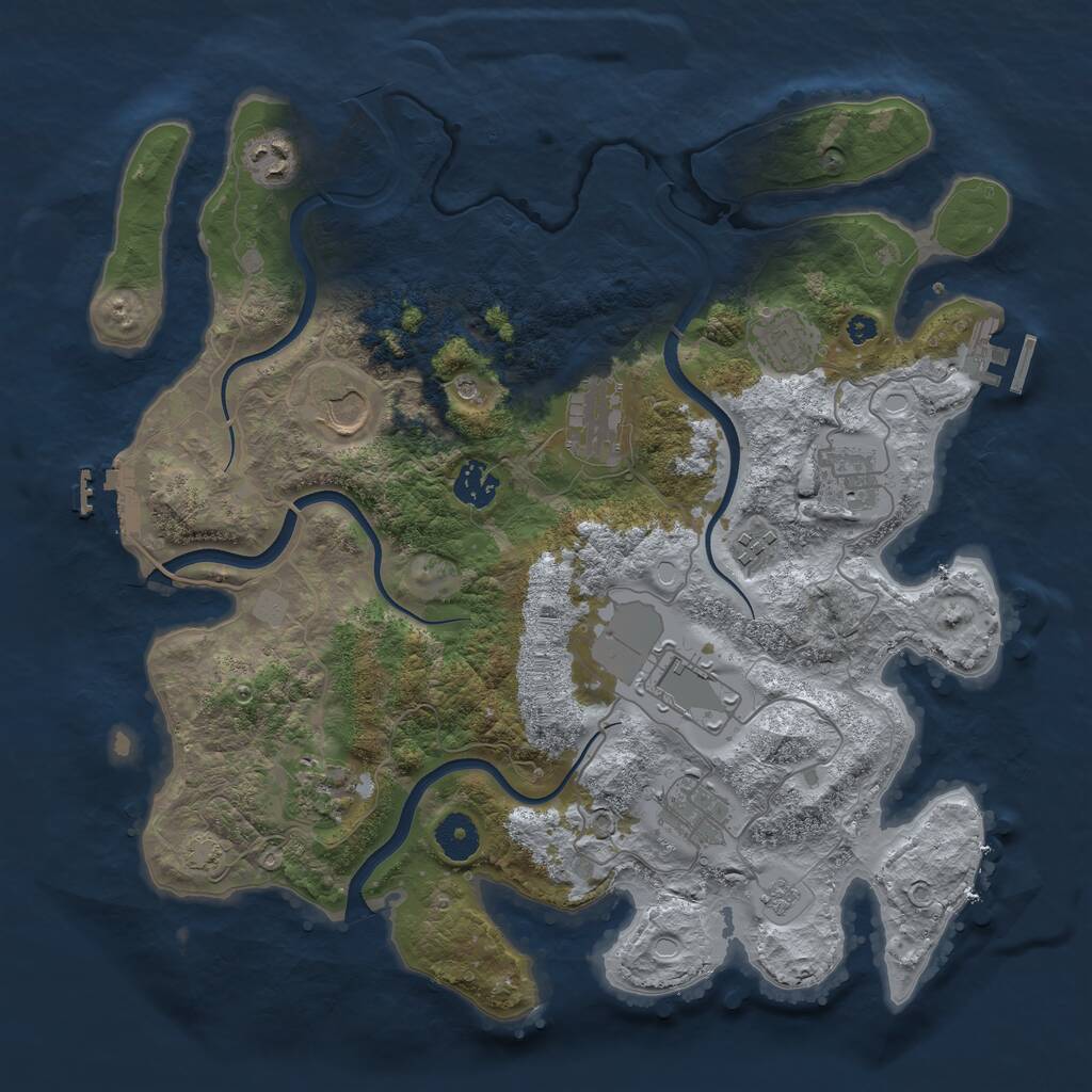 Rust Map: Procedural Map, Size: 3700, Seed: 1975351027, 16 Monuments