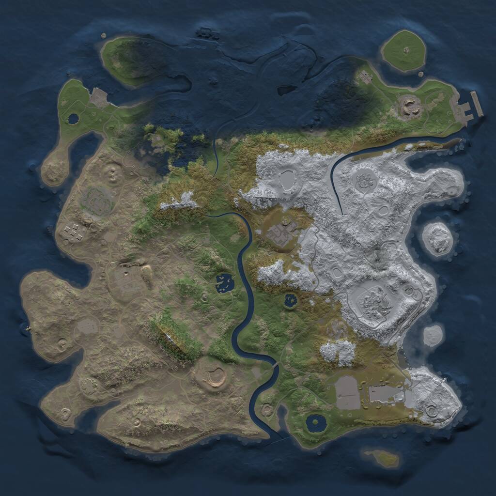 Rust Map: Procedural Map, Size: 3781, Seed: 1376110080, 16 Monuments